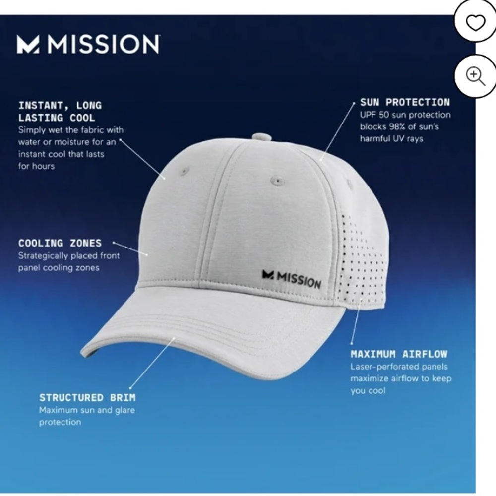 MISSION Cooling Vented Mesh Performance Hat Cap Alloy Heather Gray - Picture 8 of 17